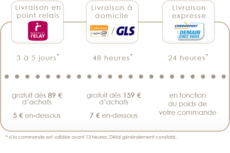 Modes de livraison vers la France
