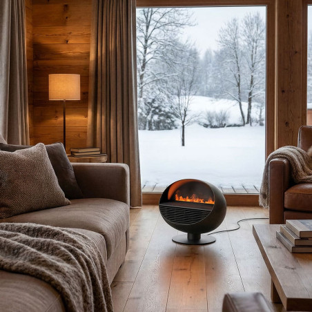 ERIK Noir 3-en-1 : chauffage d’appoint, cheminée lumineuse et diffuseur d’huiles